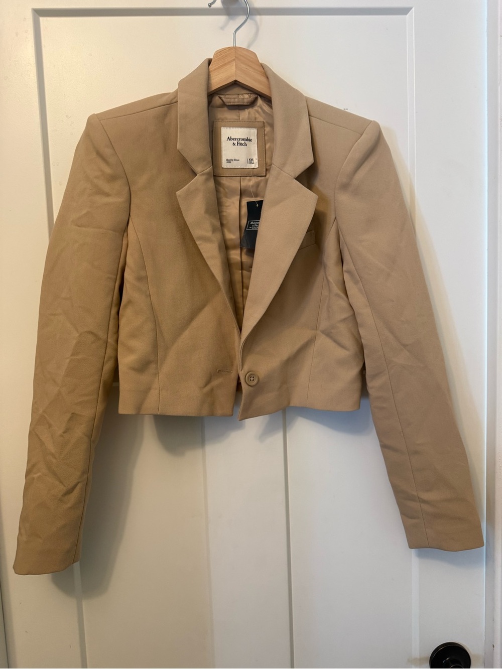 Abercrombie & Fitch Cropped Blazer in Tan